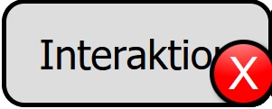 Interaktioner knapp, röd/vitt kryss