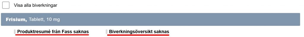Bild som visar när både Fass-text och Biverkningsöversikt saknas.